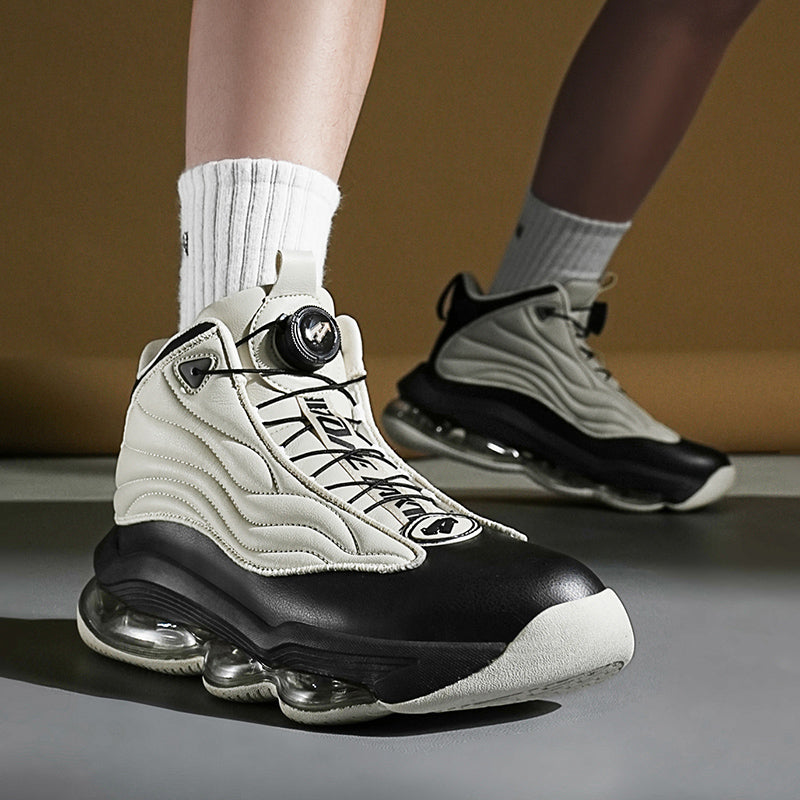 Men’s High-Top Basketball Shoes with Rotating Strap & Air Cushion – Street Sport Sneakers | A329