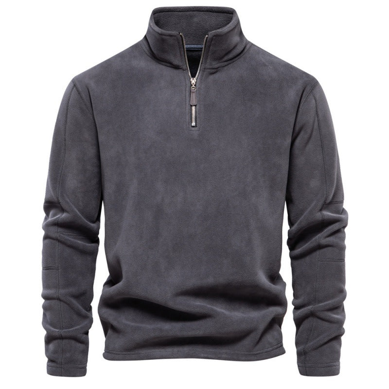 Men’s Fleece Pullover Sweatshirts | Autumn-Winter 2025 Europe Fashion | Half-Zip Stand Collar Tops | HD08