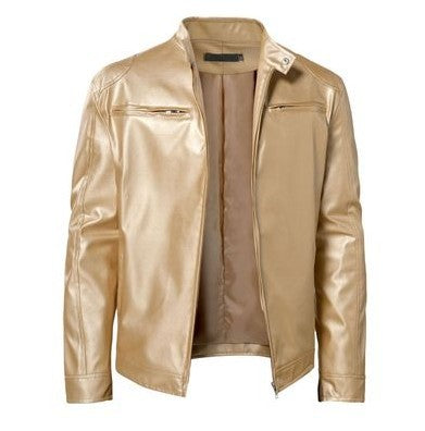 Veste en cuir PU de qualité supérieure avec col montant et coupe ajustée, cardigan chaud à fermeture éclair avec plusieurs poches | PY31