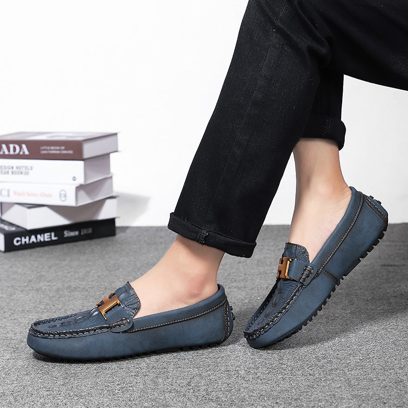 Men’s Plus Size Leather Loafers – Slip-On Driving Moccasins | 2566