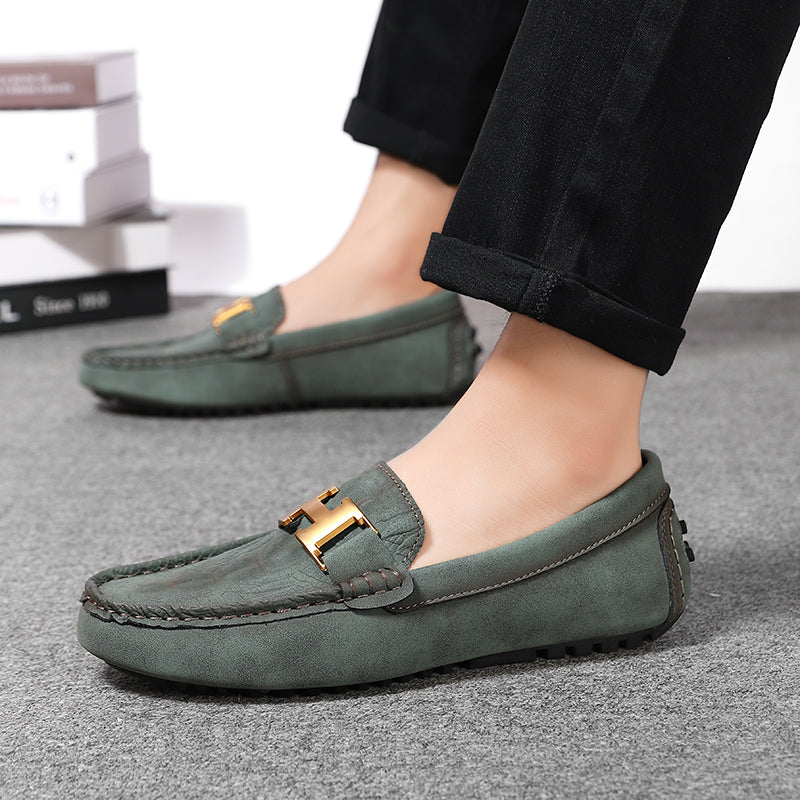Men’s Plus Size Leather Loafers – Slip-On Driving Moccasins | 2566