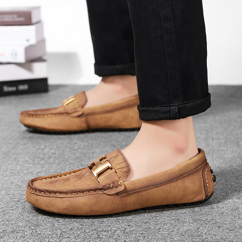 Men’s Plus Size Leather Loafers – Slip-On Driving Moccasins | 2566