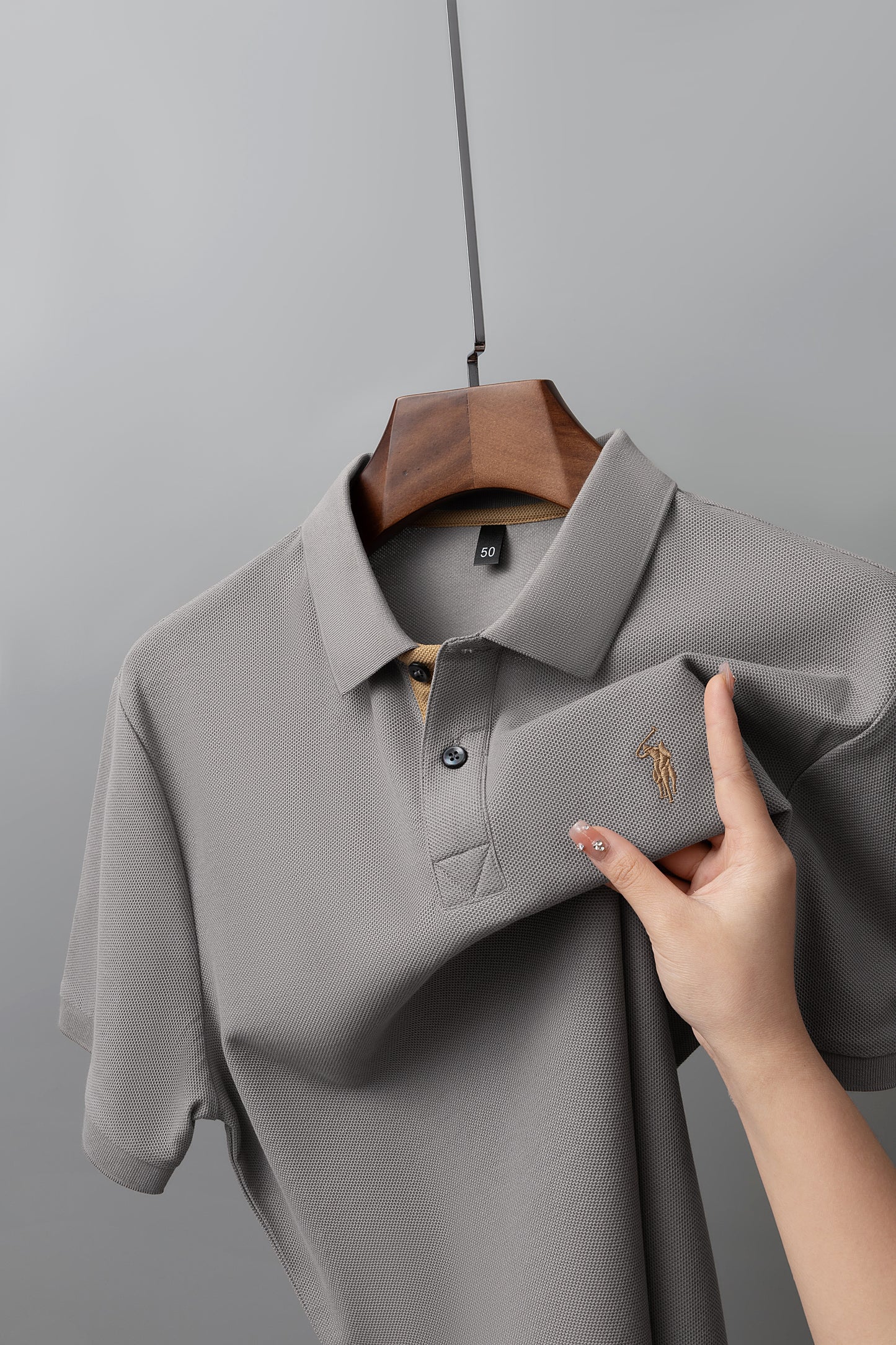 Men's Premium 220GSM Hexagonal Pearl Mercerized Cotton Polo Shirt Embroidered Summer Collection | 8561