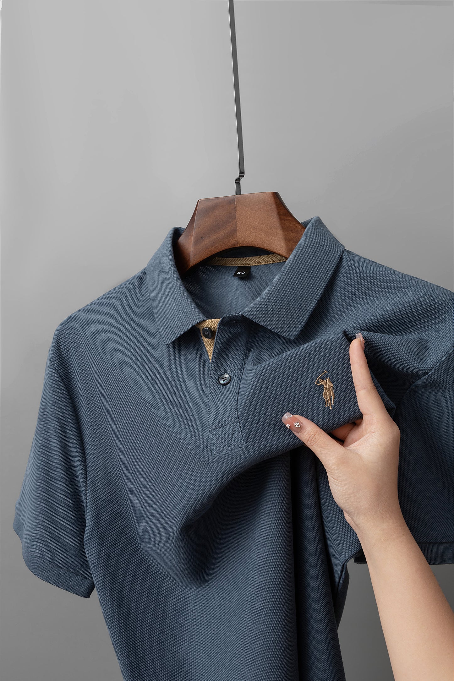 Men's Premium 220GSM Hexagonal Pearl Mercerized Cotton Polo Shirt Embroidered Summer Collection | 8561