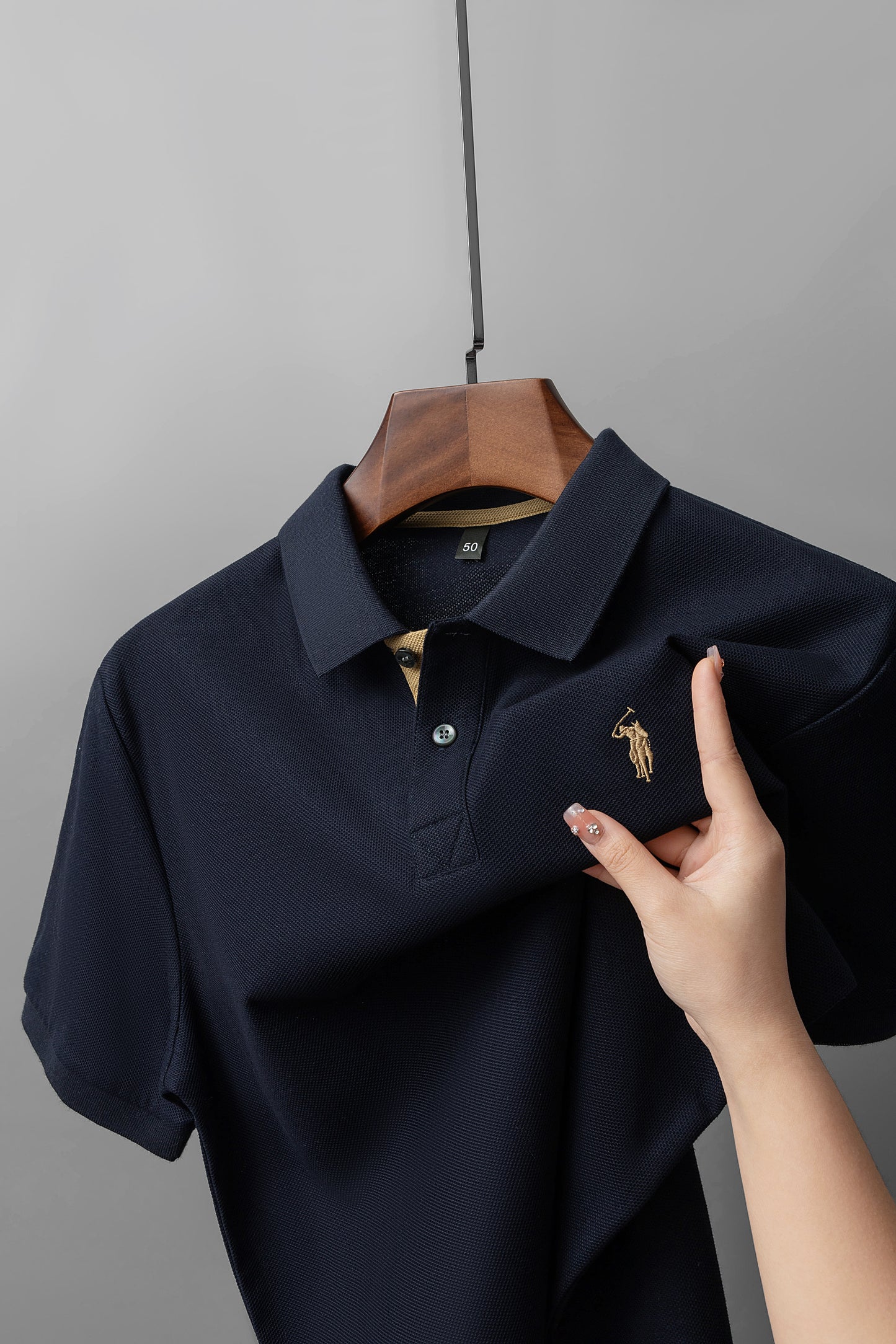 Men's Premium 220GSM Hexagonal Pearl Mercerized Cotton Polo Shirt Embroidered Summer Collection | 8561