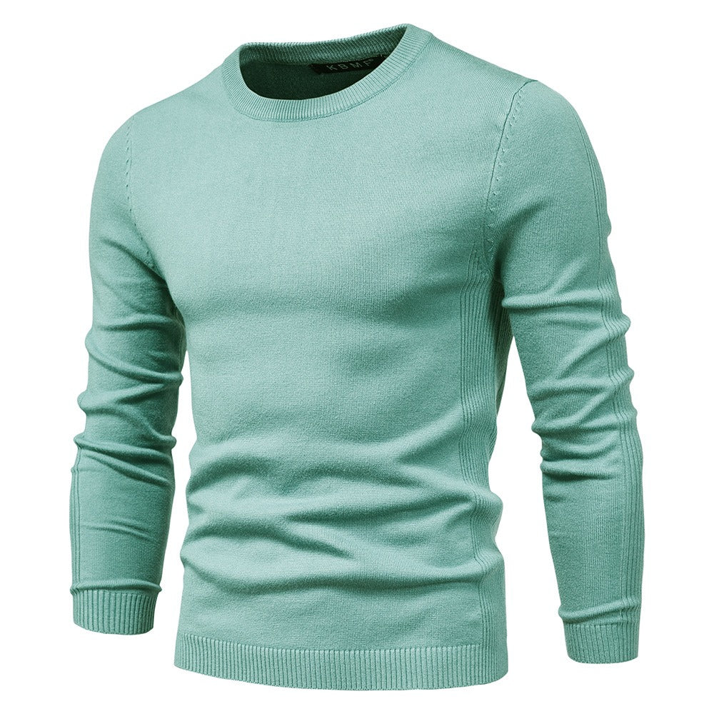 Men’s Thickened Slim Fit Knit Sweater – Crew Neck Pullover with Subtle Shine | LOW001