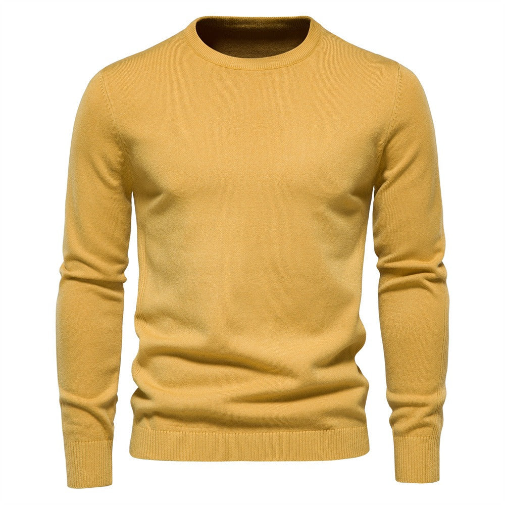 Men’s Thickened Slim Fit Knit Sweater – Crew Neck Pullover with Subtle Shine | LOW001