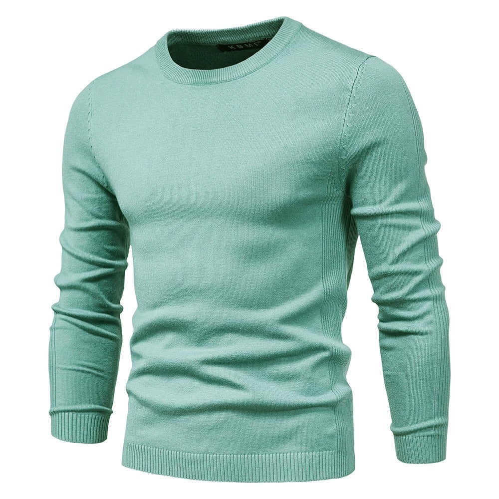 Men’s Thickened Slim Fit Knit Sweater – Crew Neck Pullover with Subtle Shine | LOW001