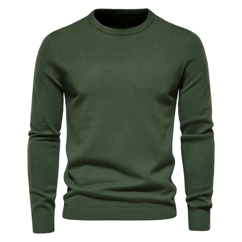 Men’s Thickened Slim Fit Knit Sweater – Crew Neck Pullover with Subtle Shine | LOW001