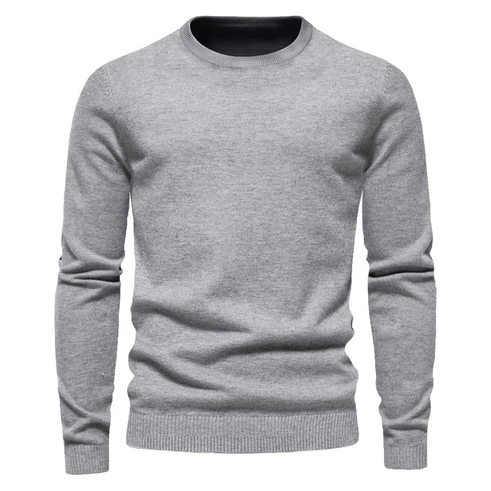 Men’s Thickened Slim Fit Knit Sweater – Crew Neck Pullover with Subtle Shine | LOW001