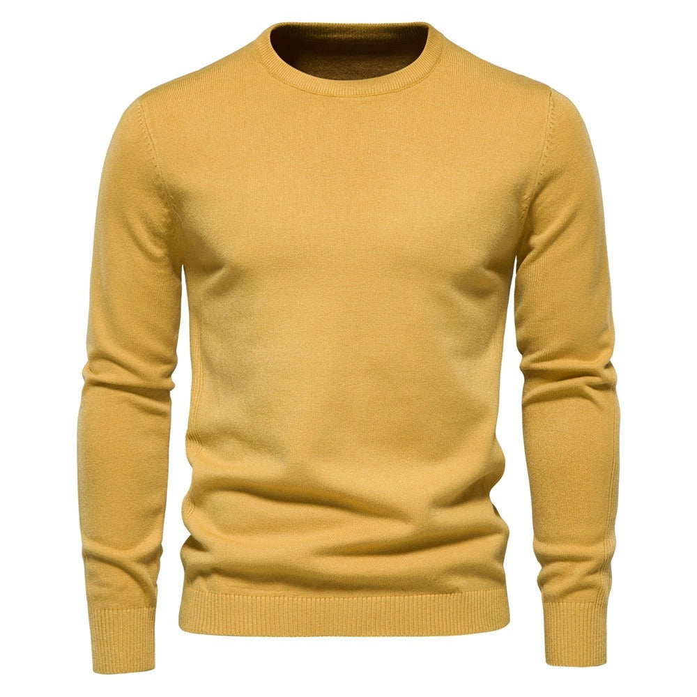 Men’s Thickened Slim Fit Knit Sweater – Crew Neck Pullover with Subtle Shine | LOW001