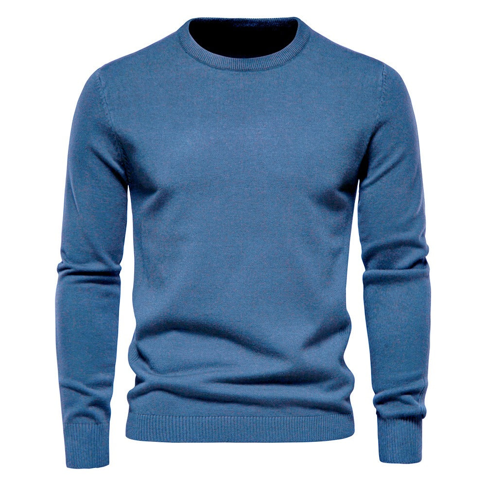 Men’s Thickened Slim Fit Knit Sweater – Crew Neck Pullover with Subtle Shine | LOW001