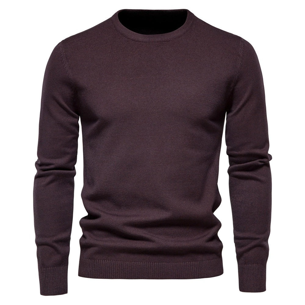 Men’s Thickened Slim Fit Knit Sweater – Crew Neck Pullover with Subtle Shine | LOW001