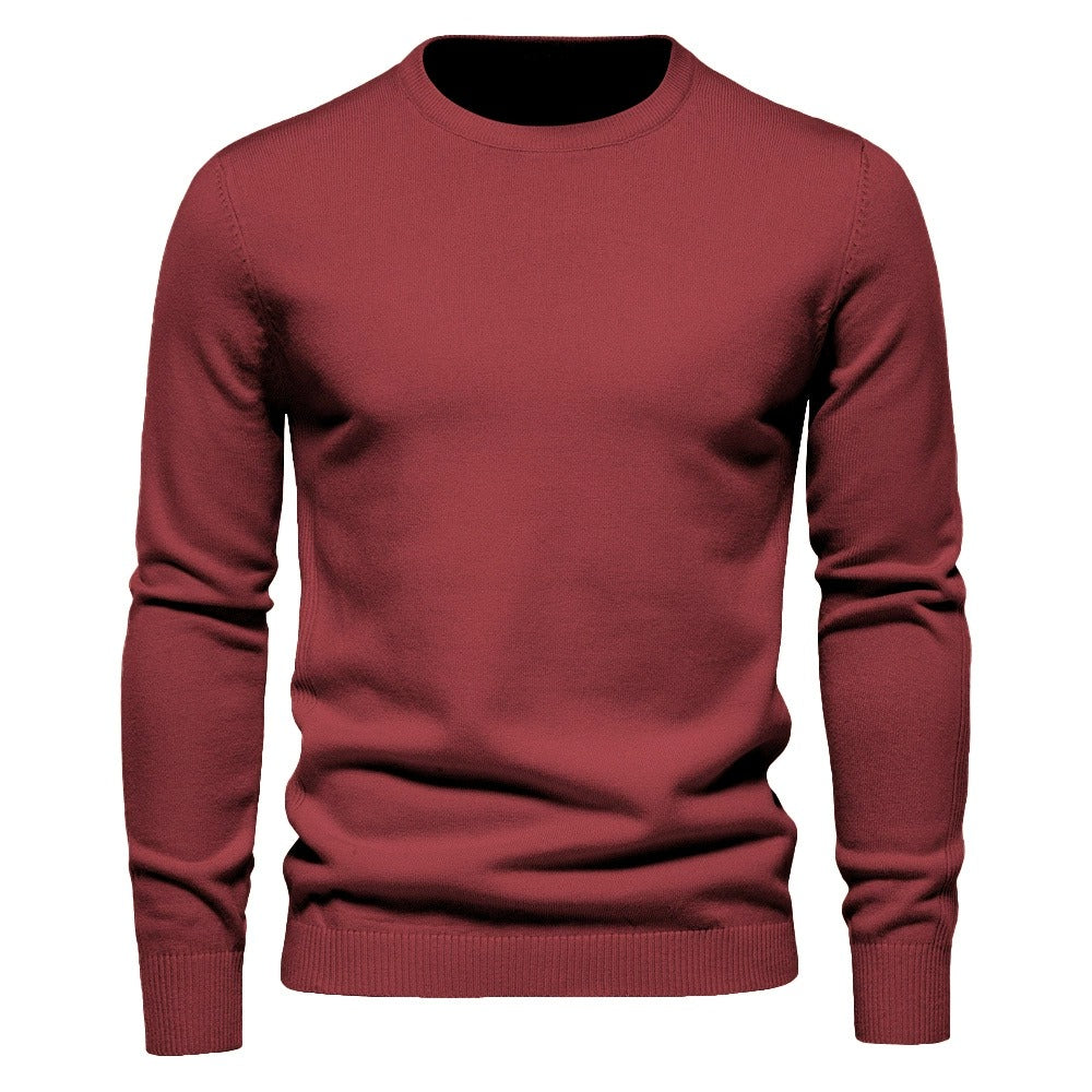Men’s Thickened Slim Fit Knit Sweater – Crew Neck Pullover with Subtle Shine | LOW001