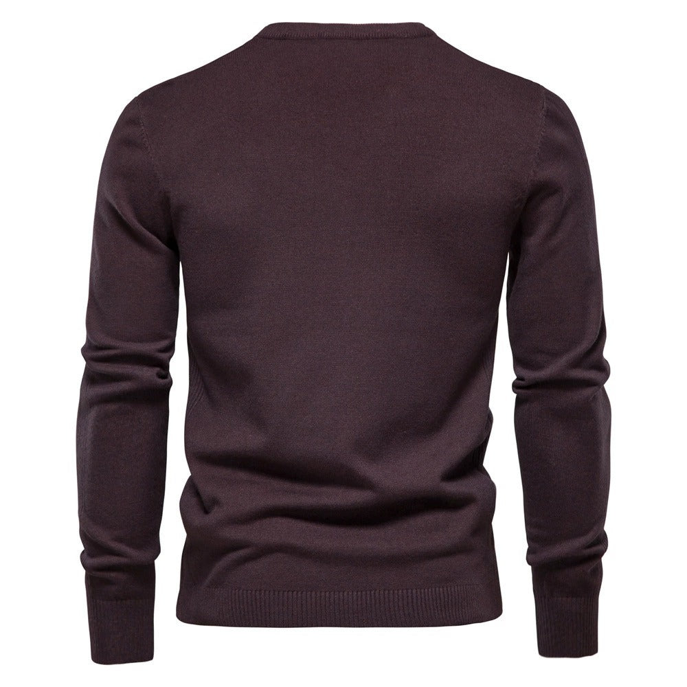 Men’s Thickened Slim Fit Knit Sweater – Crew Neck Pullover with Subtle Shine | LOW001