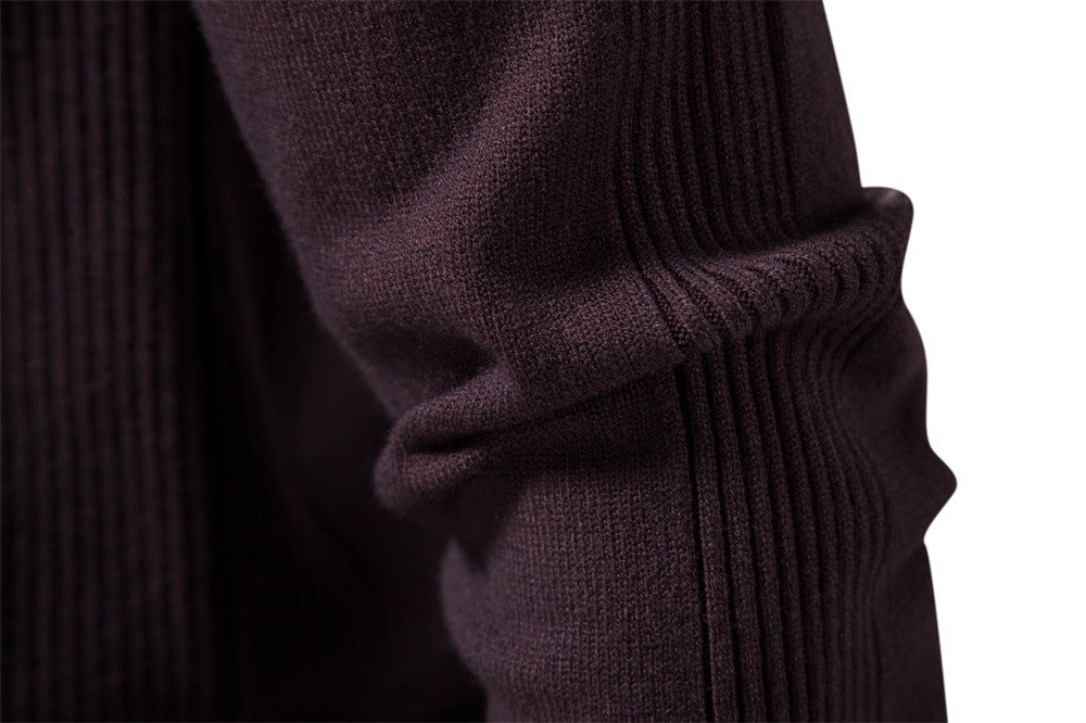 Men’s Thickened Slim Fit Knit Sweater – Crew Neck Pullover with Subtle Shine | LOW001