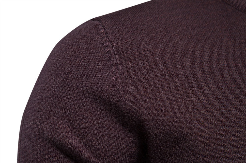 Men’s Thickened Slim Fit Knit Sweater – Crew Neck Pullover with Subtle Shine | LOW001