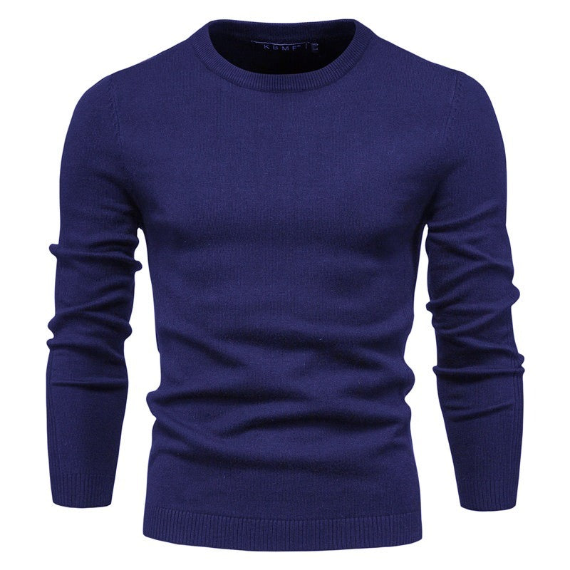 Men’s Thickened Slim Fit Knit Sweater – Crew Neck Pullover with Subtle Shine | LOW001