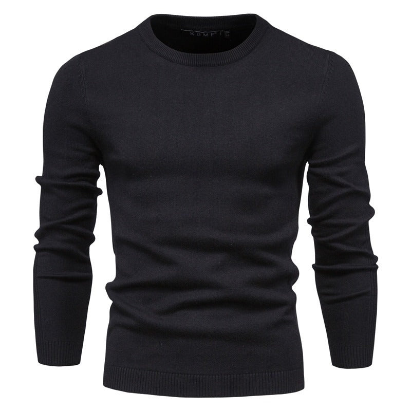 Men’s Thickened Slim Fit Knit Sweater – Crew Neck Pullover with Subtle Shine | LOW001