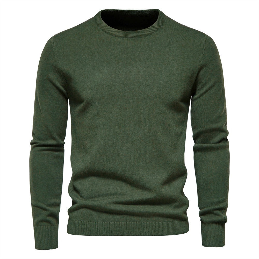 Men’s Thickened Slim Fit Knit Sweater – Crew Neck Pullover with Subtle Shine | LOW001