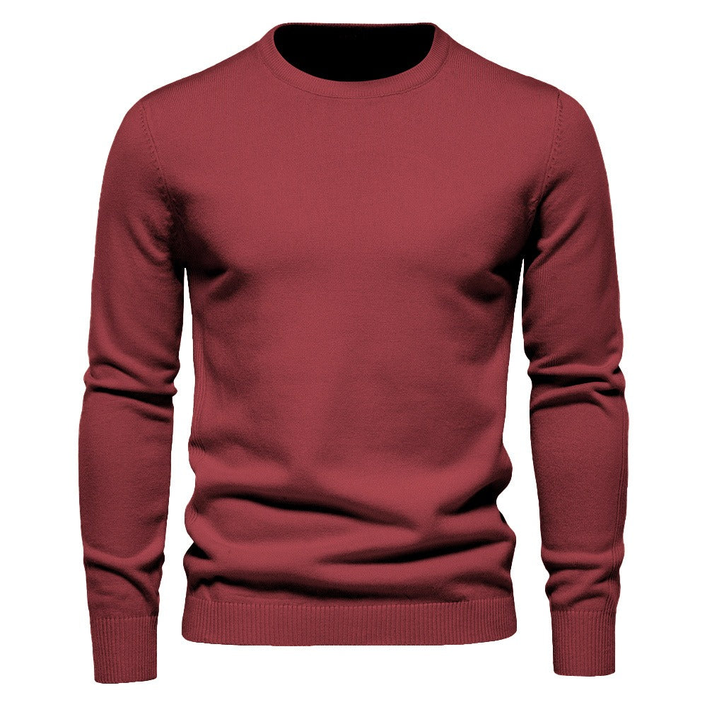 Men’s Thickened Slim Fit Knit Sweater – Crew Neck Pullover with Subtle Shine | LOW001