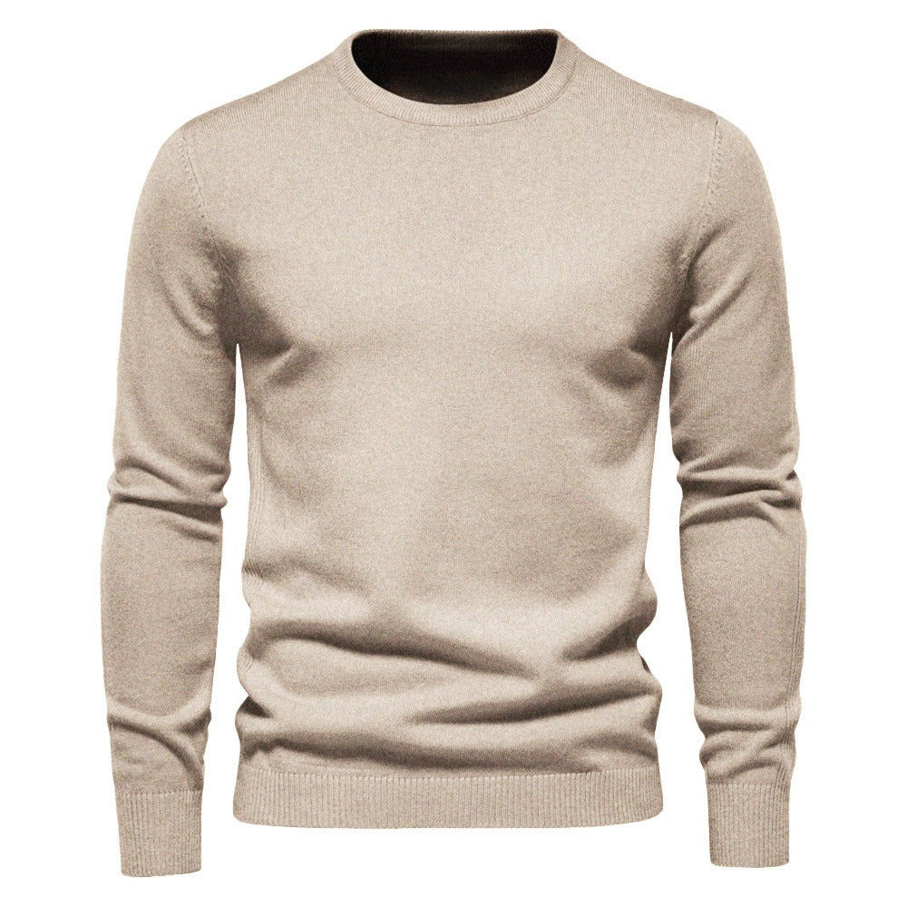 Men’s Thickened Slim Fit Knit Sweater – Crew Neck Pullover with Subtle Shine | LOW001