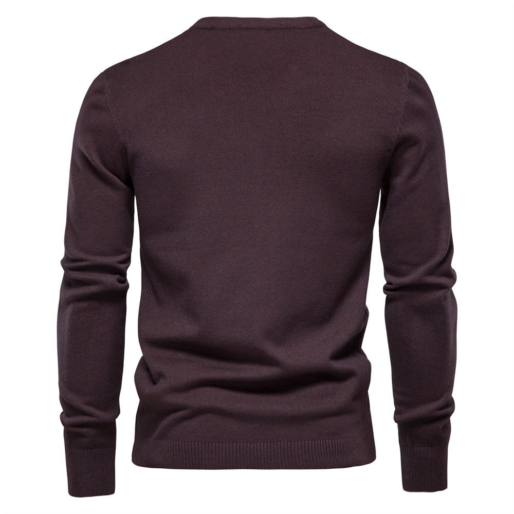 Men’s Thickened Slim Fit Knit Sweater – Crew Neck Pullover with Subtle Shine | LOW001