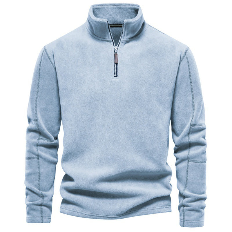 Men’s Fleece Pullover Sweatshirts | Autumn-Winter 2025 Europe Fashion | Half-Zip Stand Collar Tops | HD08