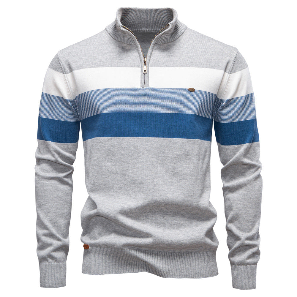 Men’s Half-Zip Mock Neck Knitted Sweater – Slim Fit Pullover for Autumn & Winter | Y245