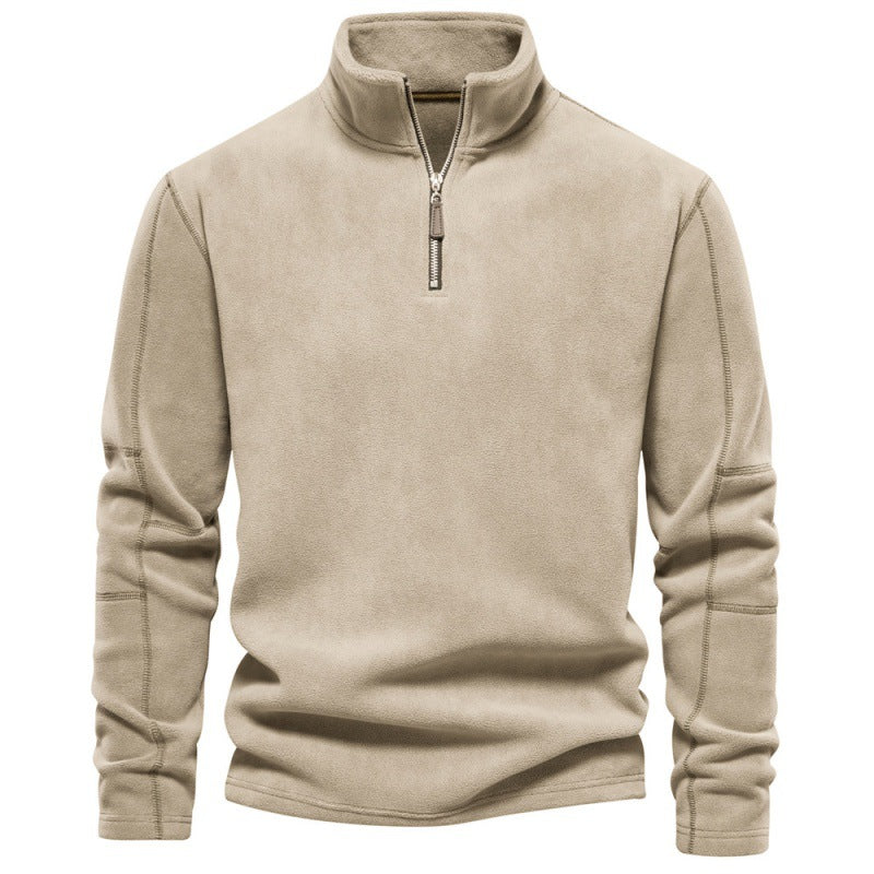Men’s Fleece Pullover Sweatshirts | Autumn-Winter 2025 Europe Fashion | Half-Zip Stand Collar Tops | HD08