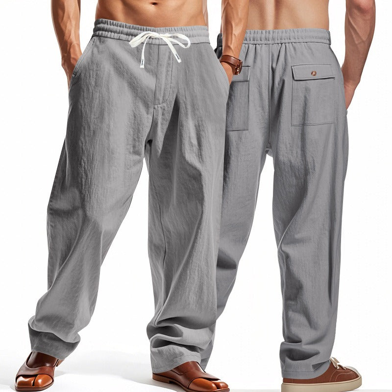 Men’s Relaxed Fit Linen Cargo Pants | Breathable Summer Wear Trousers | MGTZ-6