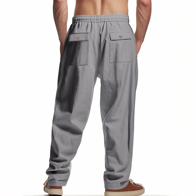Men’s Relaxed Fit Linen Cargo Pants | Breathable Summer Wear Trousers | MGTZ-6