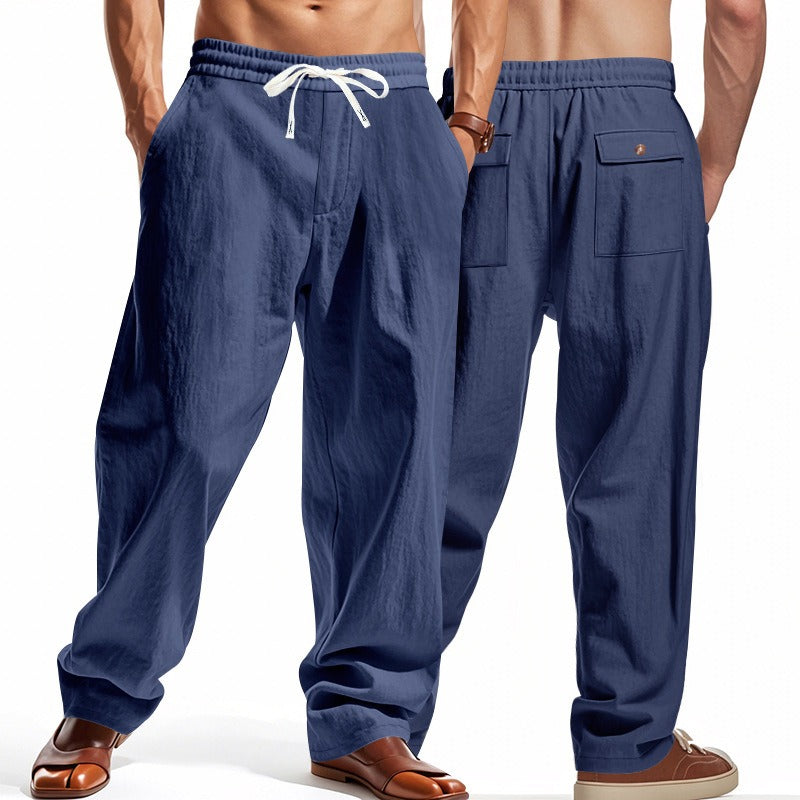 Men’s Relaxed Fit Linen Cargo Pants | Breathable Summer Wear Trousers | MGTZ-6