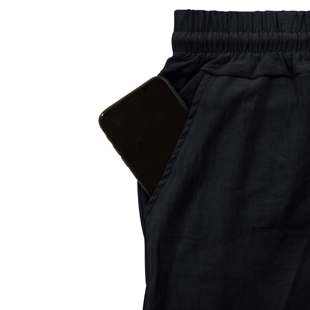 Men’s Four-Season Lightweight Linen Cargo Pants Breathable Multi-Pocket Loose Wide-Leg Trousers | MTGZ-9