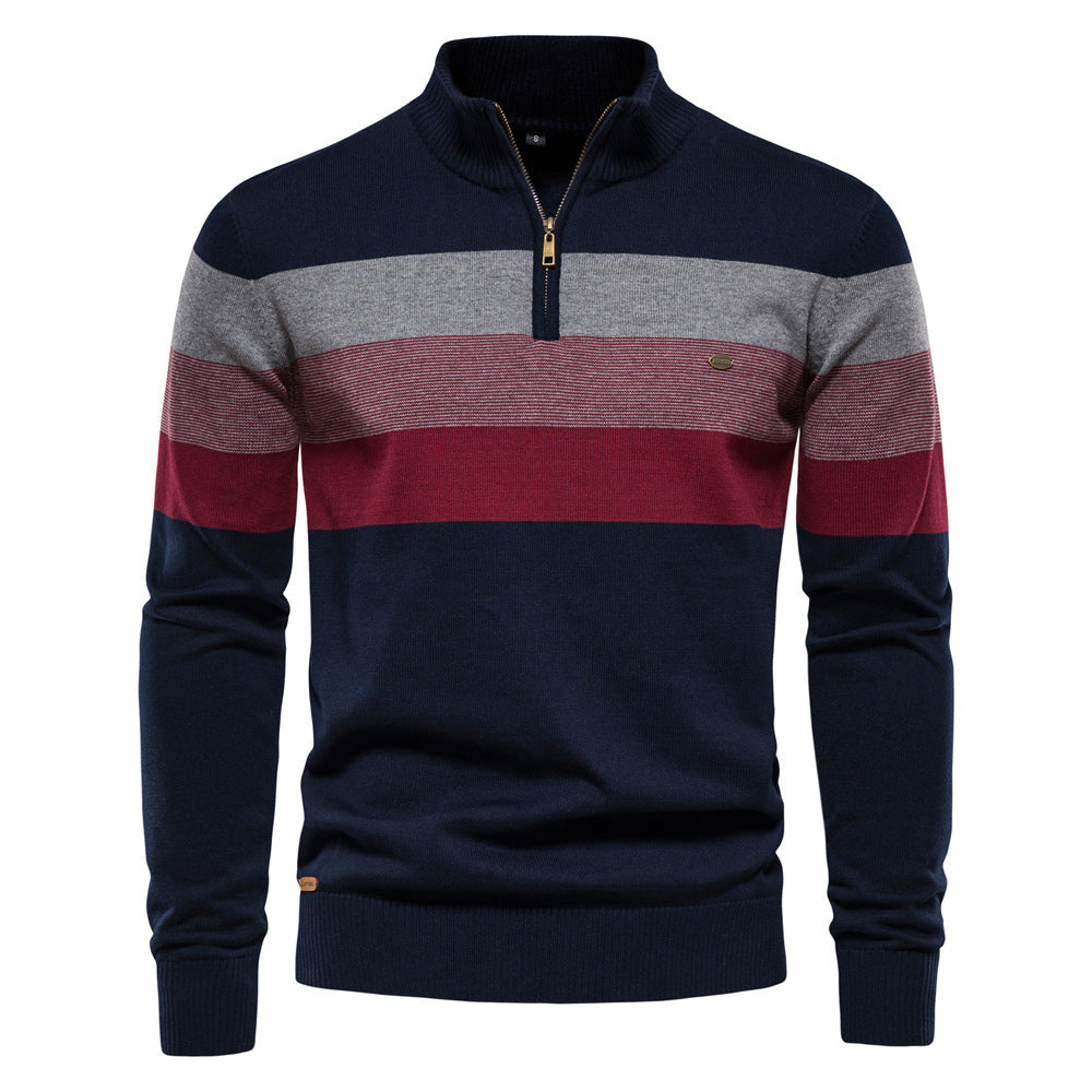 Men’s Half-Zip Mock Neck Knitted Sweater – Slim Fit Pullover for Autumn & Winter | Y245