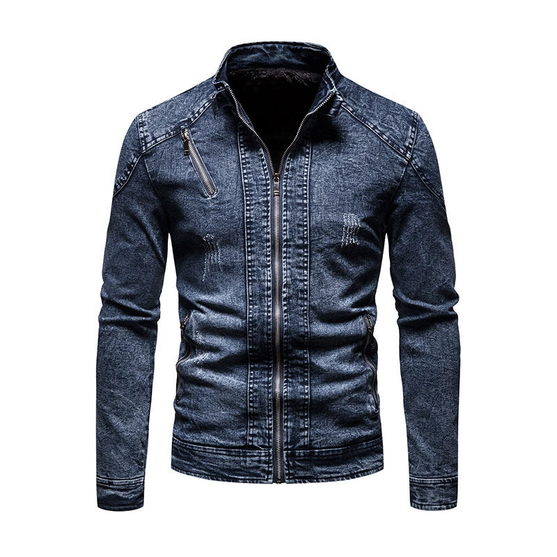 Giacche in denim vintage da uomo slim fit tinta unita | JK88