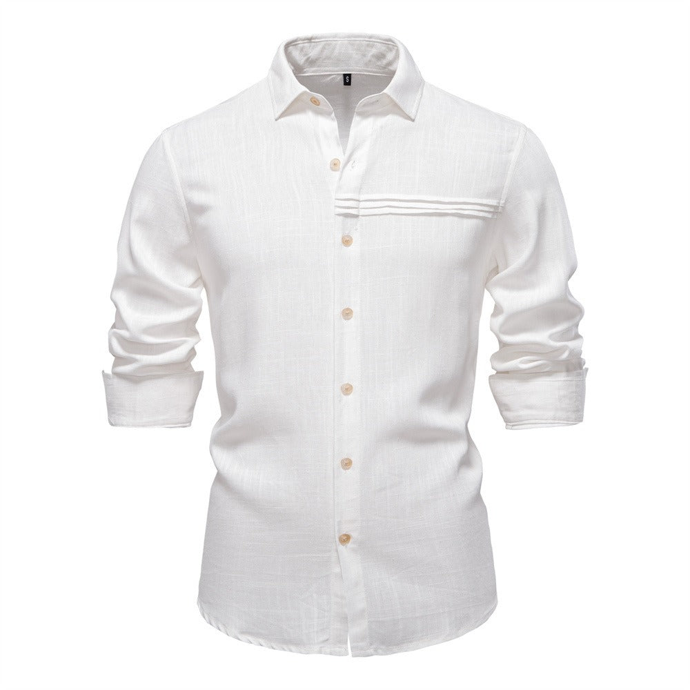 Men's Minimalist Linen-Blend Shirt - 2025 Spring Casual Long Sleeve Top | SH2026
