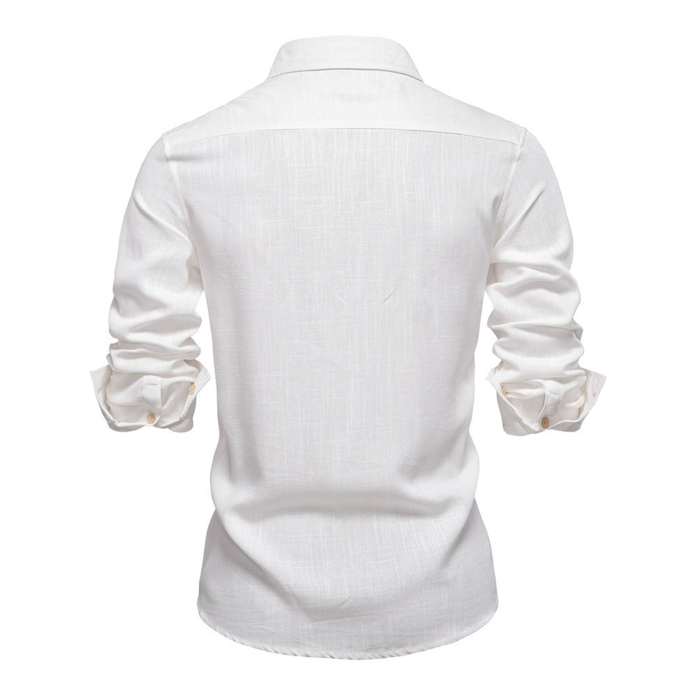 Men's Minimalist Linen-Blend Shirt - 2025 Spring Casual Long Sleeve Top | SH2026
