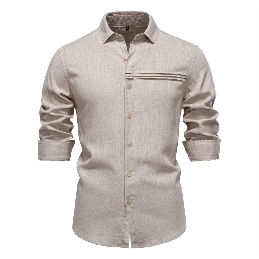 Men's Minimalist Linen-Blend Shirt - 2025 Spring Casual Long Sleeve Top | SH2026