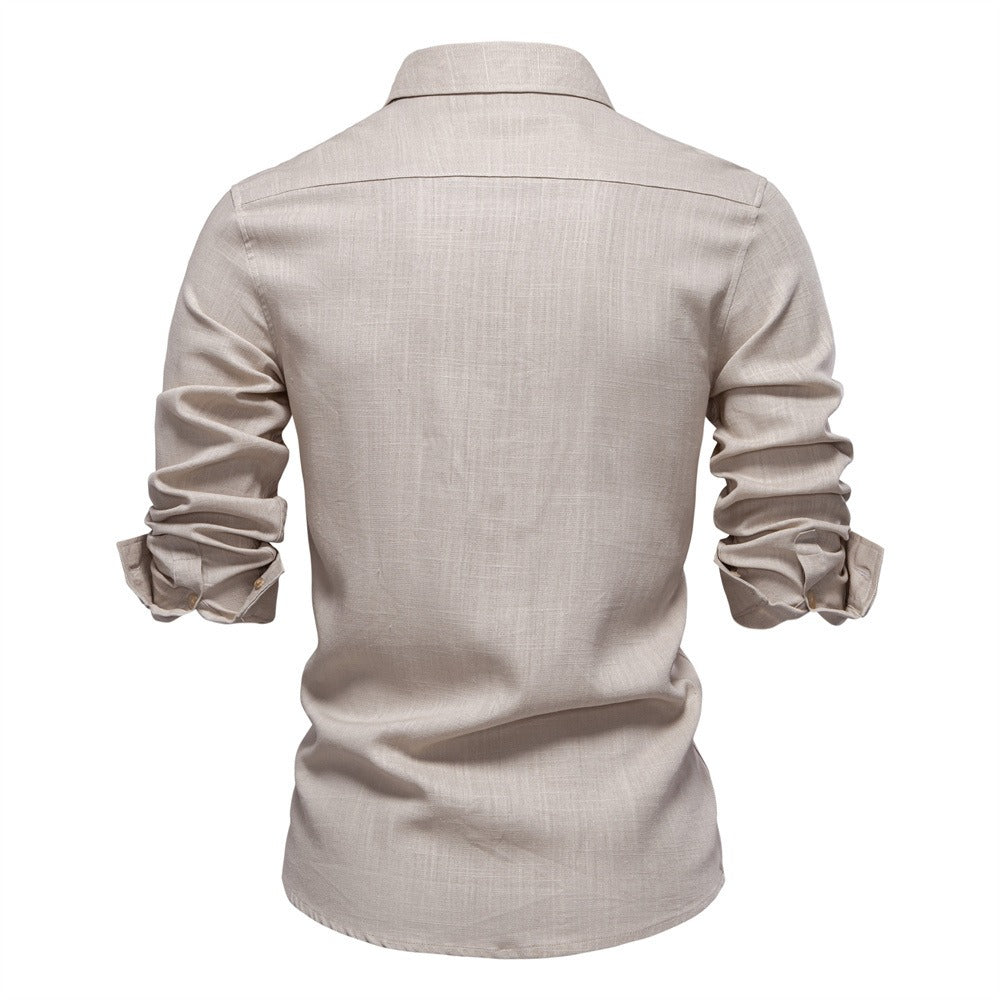Men's Minimalist Linen-Blend Shirt - 2025 Spring Casual Long Sleeve Top | SH2026