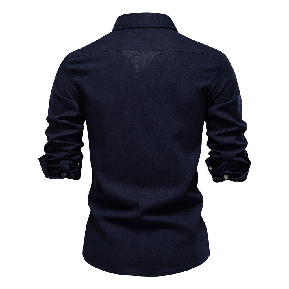 Men's Minimalist Linen-Blend Shirt - 2025 Spring Casual Long Sleeve Top | SH2026