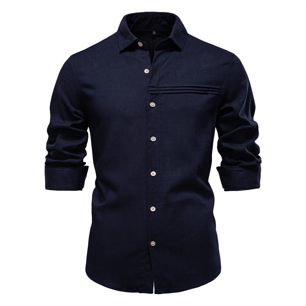 Men's Minimalist Linen-Blend Shirt - 2025 Spring Casual Long Sleeve Top | SH2026