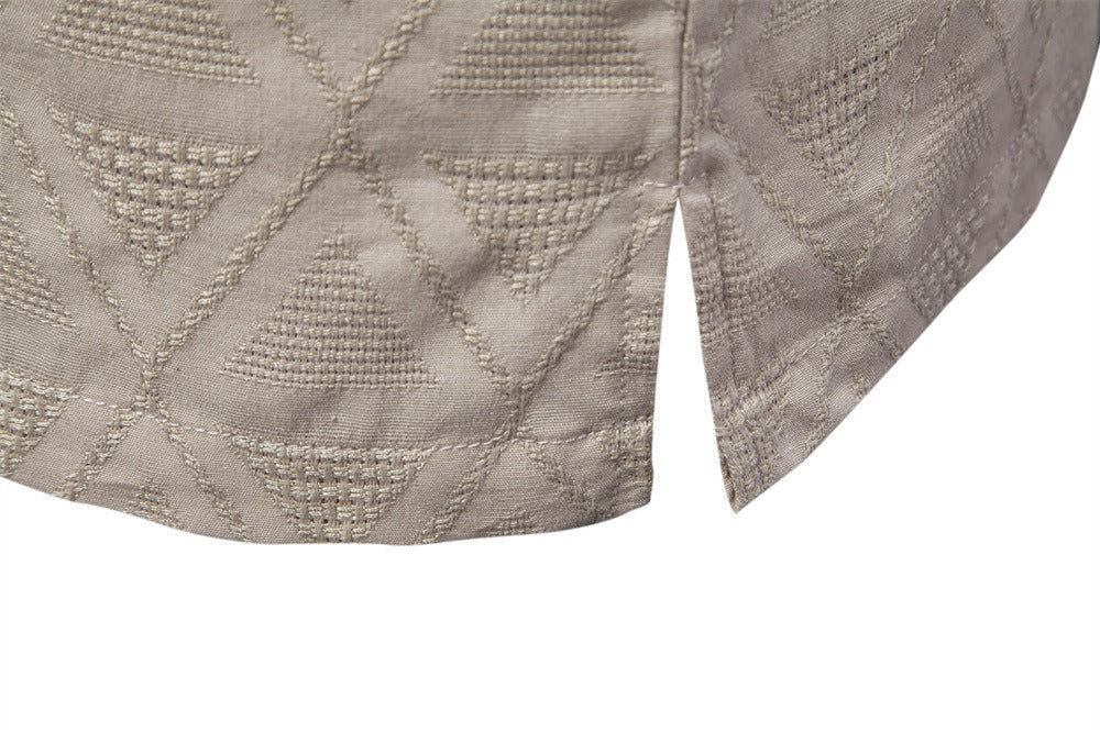 Men's Jacquard Woven Short Sleeve Shirt - 2025 Summer Slim-Fit Casual & Business Top | SH2131