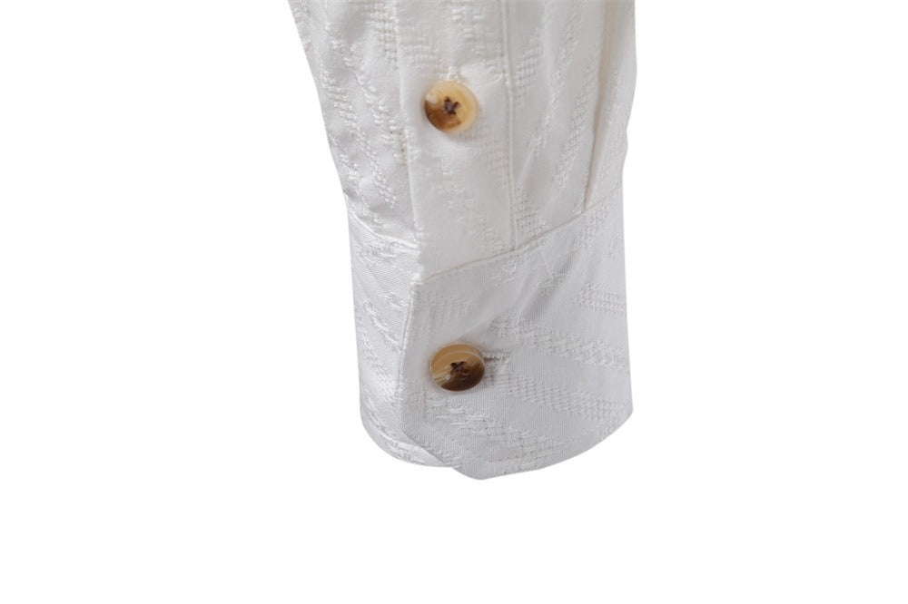 Men's Mandarin Collar Shirt - 2025 Spring Slim-Fit Casual Long Sleeve Top | SH2135