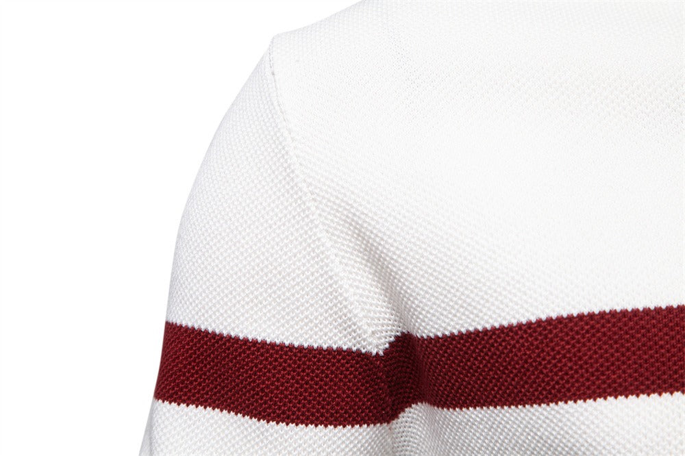 Men’s Half-Zip Stand Collar Knit Sweater – Colorblock Casual Pullover | SW135