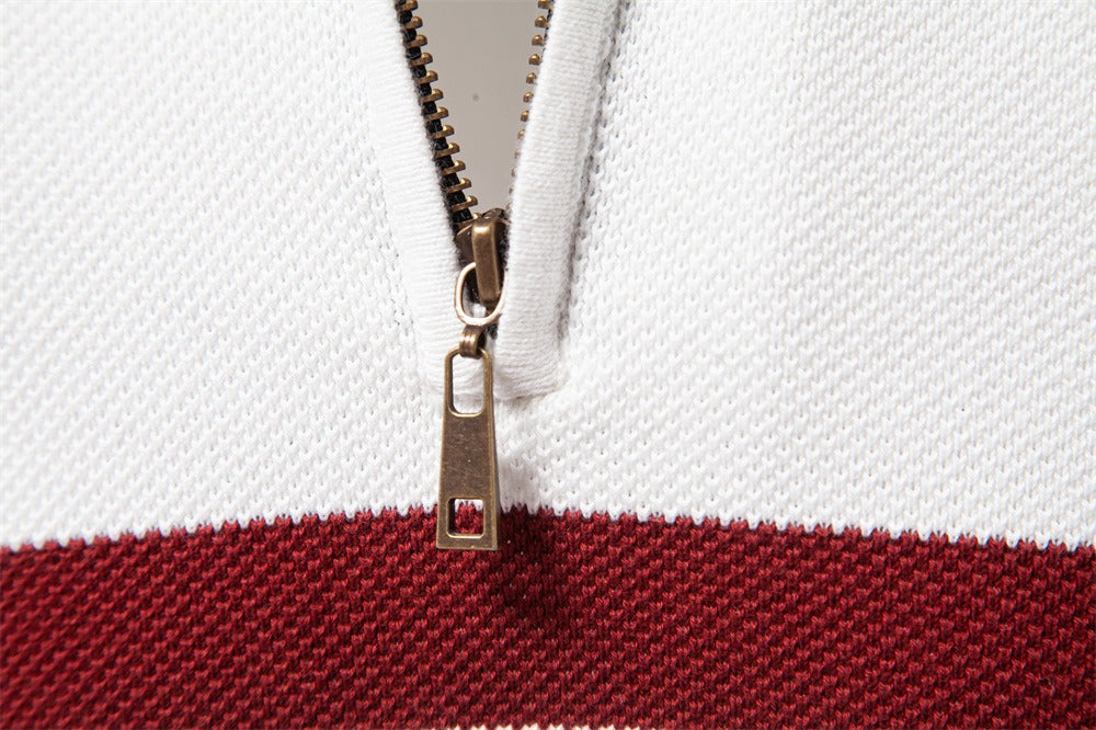 Men’s Half-Zip Stand Collar Knit Sweater – Colorblock Casual Pullover | SW135