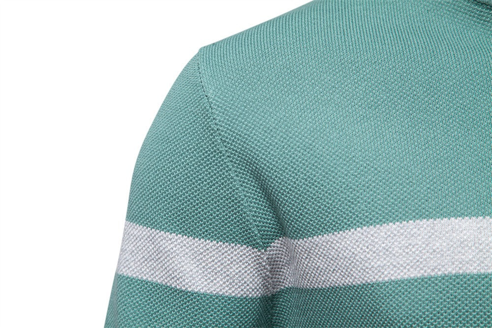 Men’s Half-Zip Stand Collar Knit Sweater – Colorblock Casual Pullover | SW135