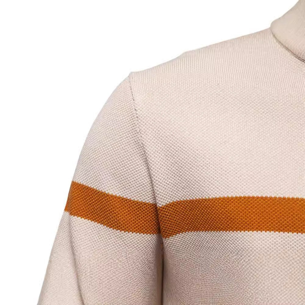 Men’s Half-Zip Stand Collar Knit Sweater – Colorblock Casual Pullover | SW135