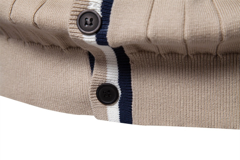 Men’s V-Neck Color-Trim Knit Cardigan – Casual Loose-Fit Buttoned Sweater for Autumn | SW199