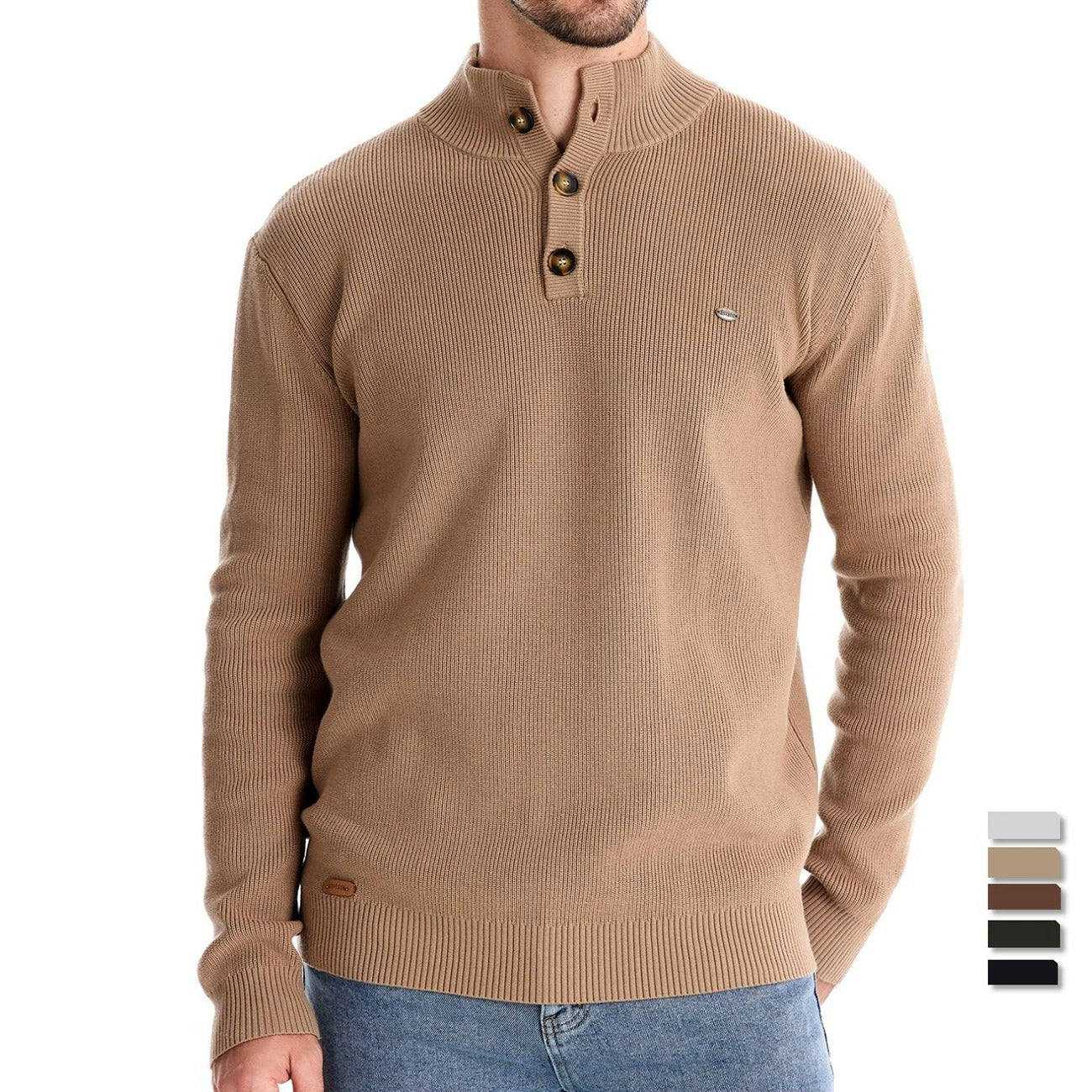 Men’s High-Neck Zip Cardigan Sweater – Solid Color Knit Pullover, Business Casual Warm Winter Jacket for Men | SW833